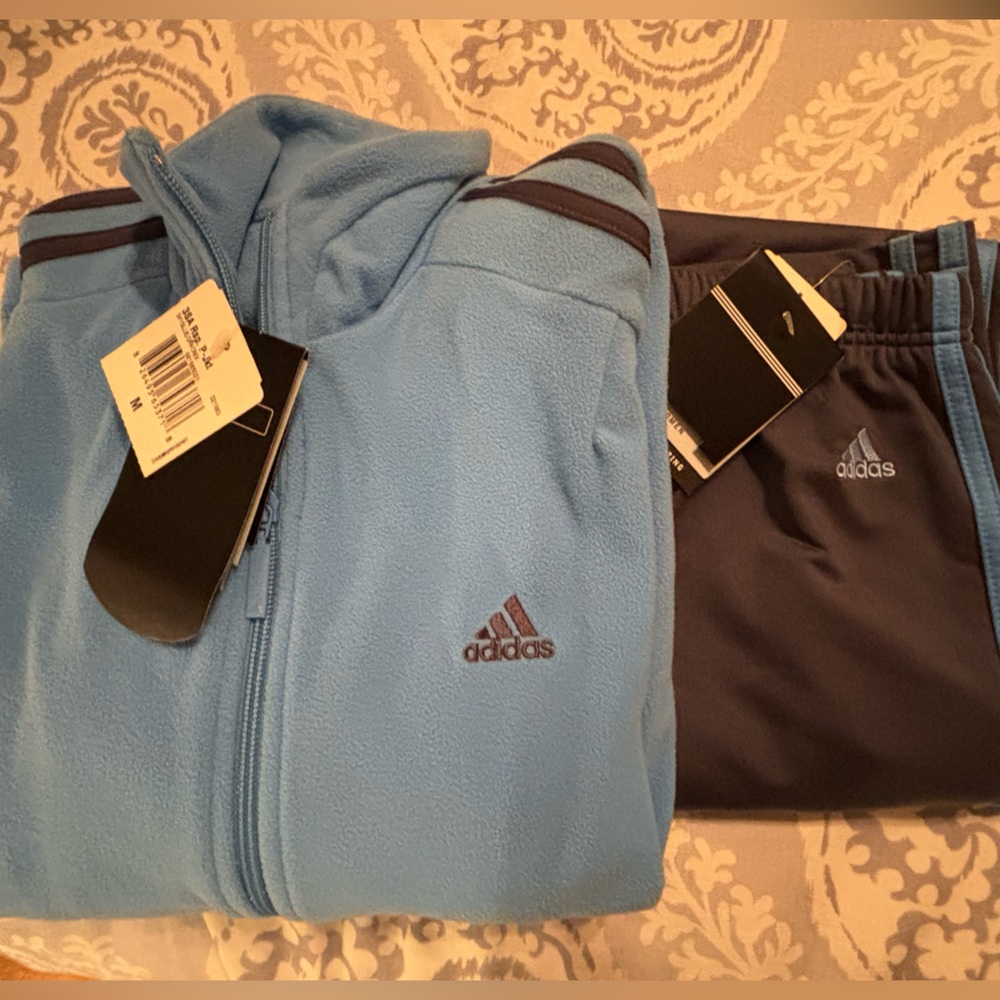 Adidas Light Blue and Dark Gray Tracksuit (Jacket & Pants)  -NWT- Size M